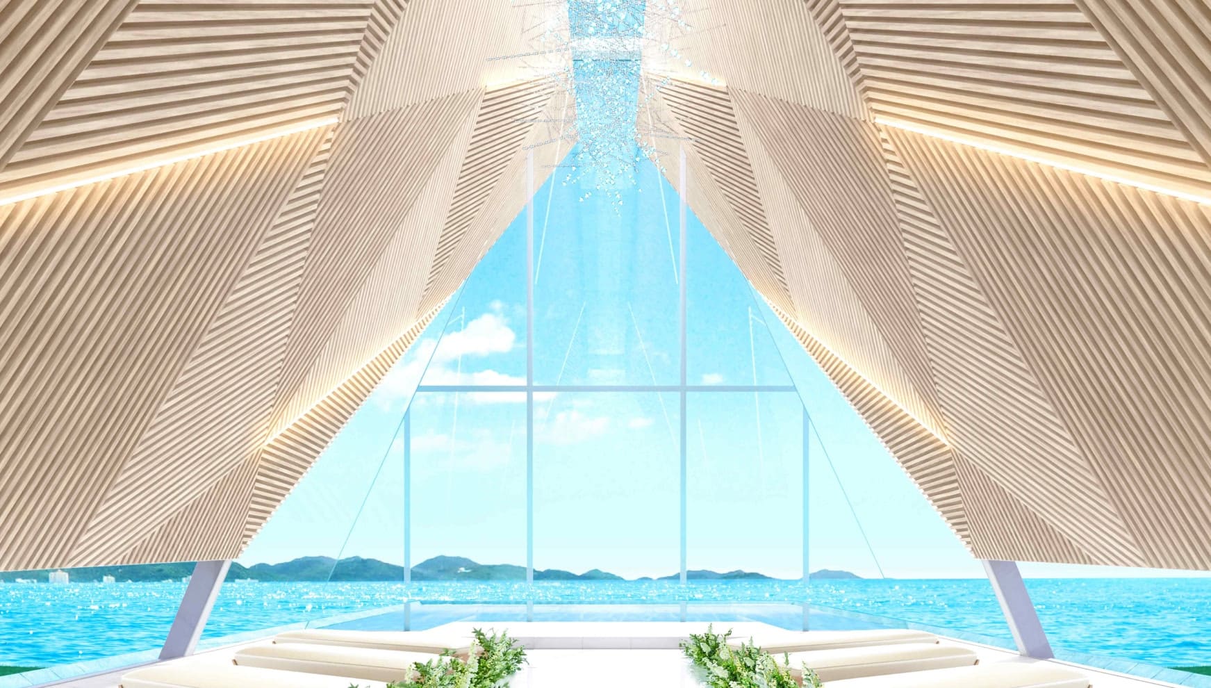 ザ・サーフビーチサイドテラスの海が見渡せる挙式会場